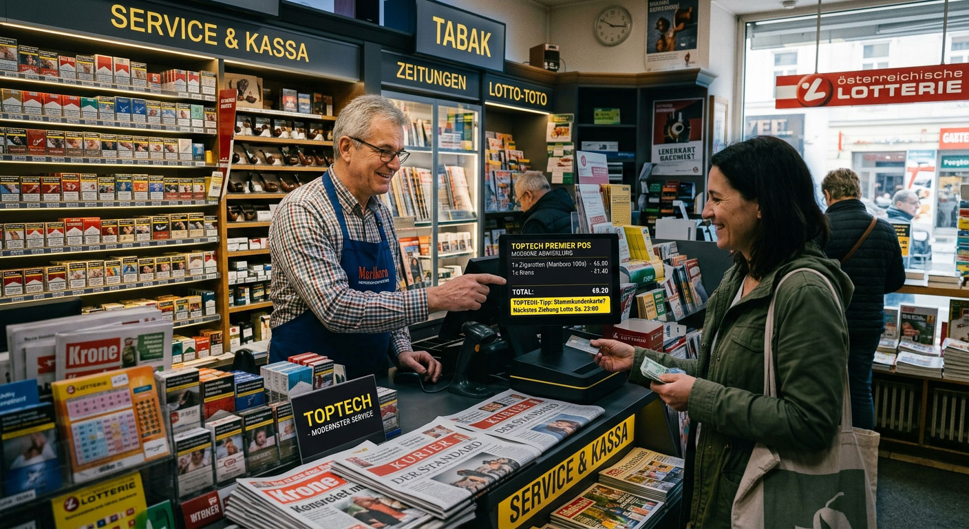 TOPTECH KI in der Trafik Registrierkasse